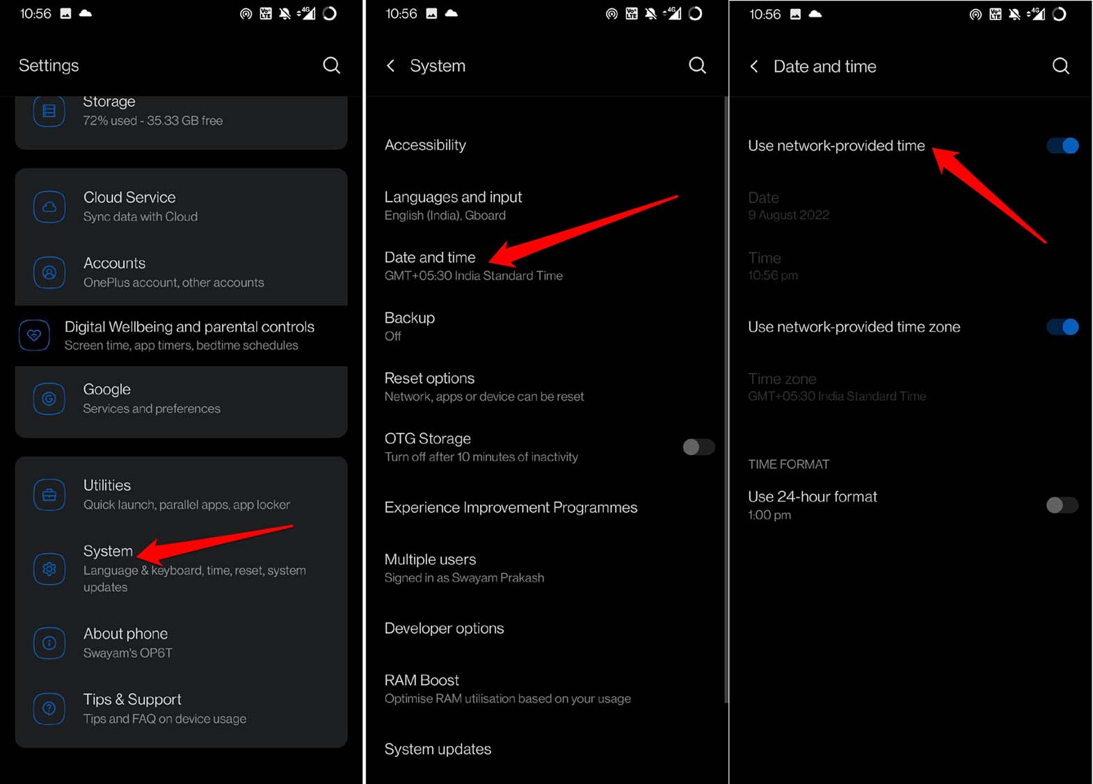Androidデバイスで自動時間を有効にする