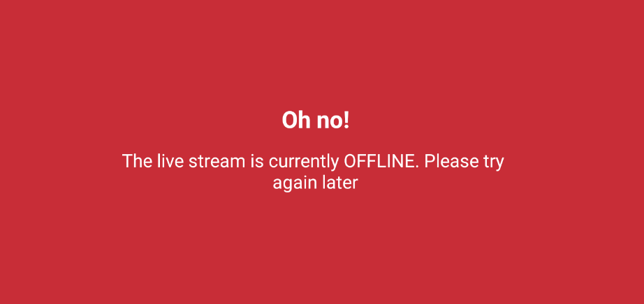 Le flux en direct est actuellement hors ligne. Réessayez plus tard