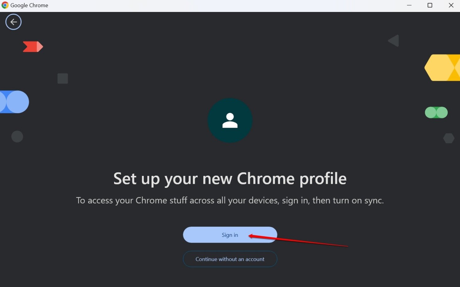 新しいChromeプロファイルにサインイン