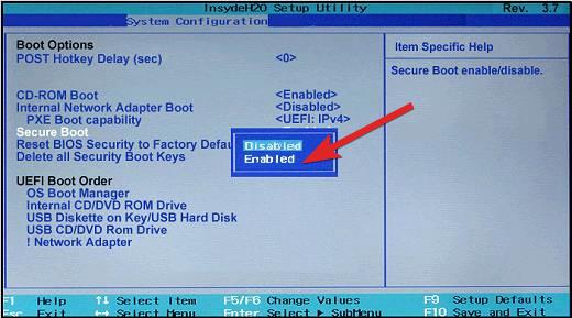 Aktivieren Sie Secure Boot in den BIOS-Einstellungen