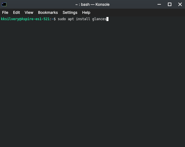 「ターミナル」を開き、「sudo_apt_install_glances」と入力し、エンターキーを押します