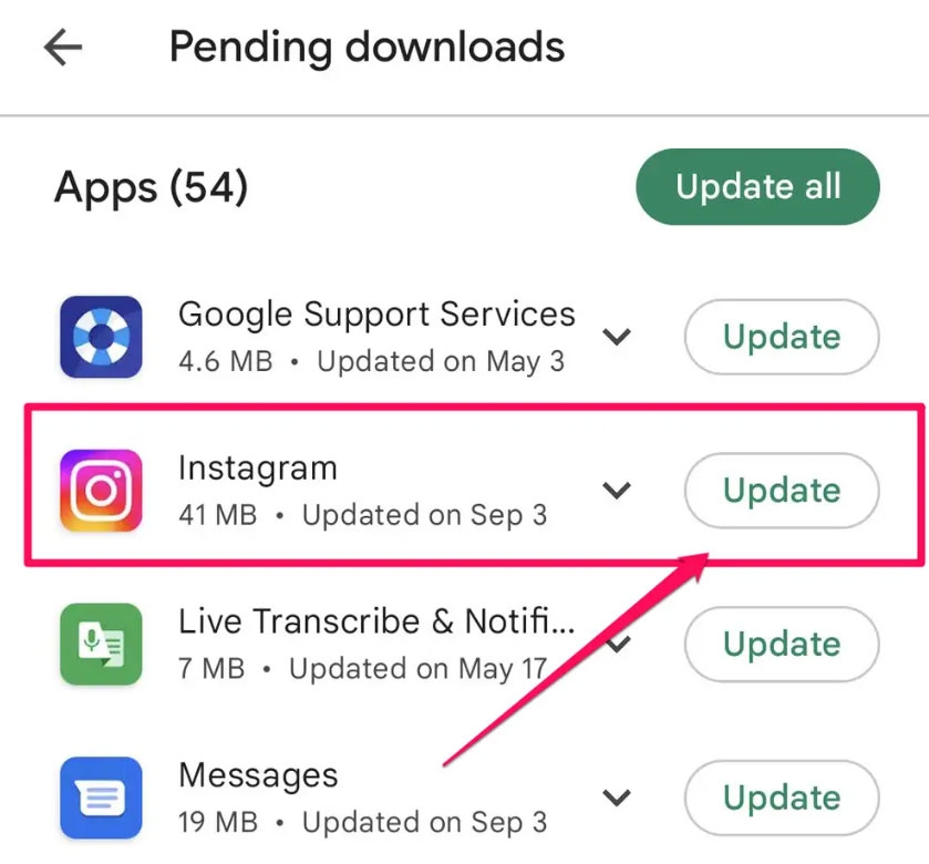 Actualizar tu aplicación de Instagram -