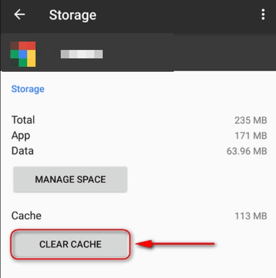 Cancella la cache e i dati dell'app - Google Foto 'Il tuo video sarà pronto a breve'