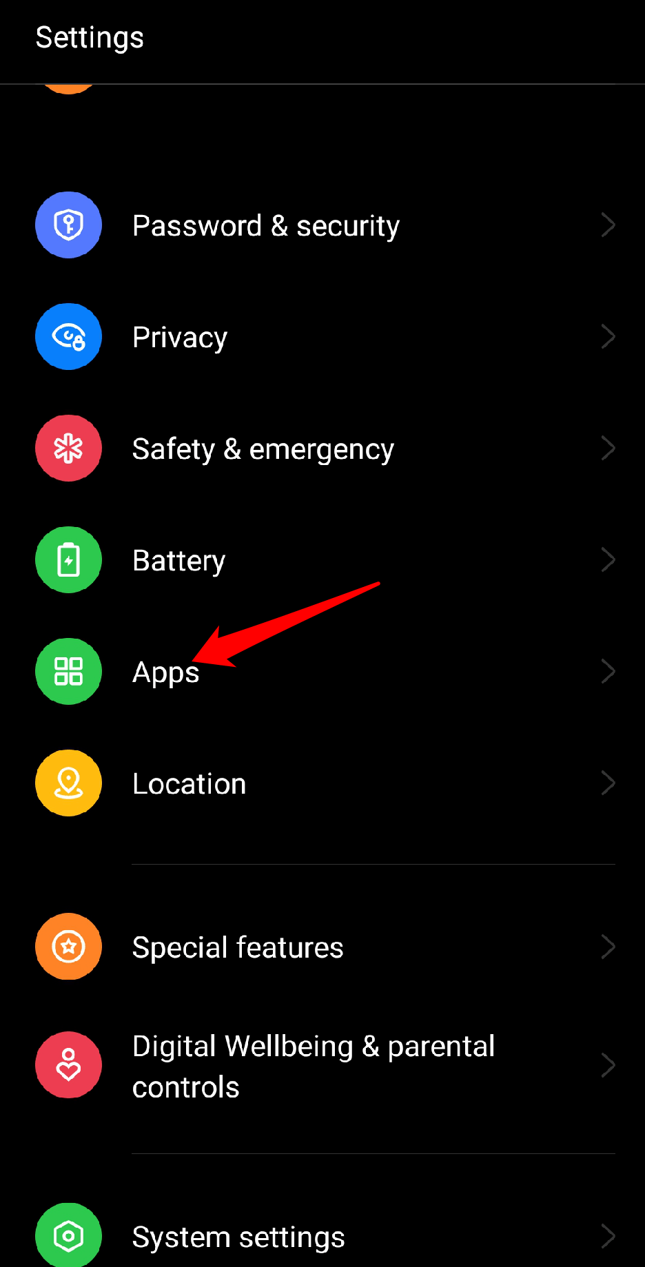 select Apps.