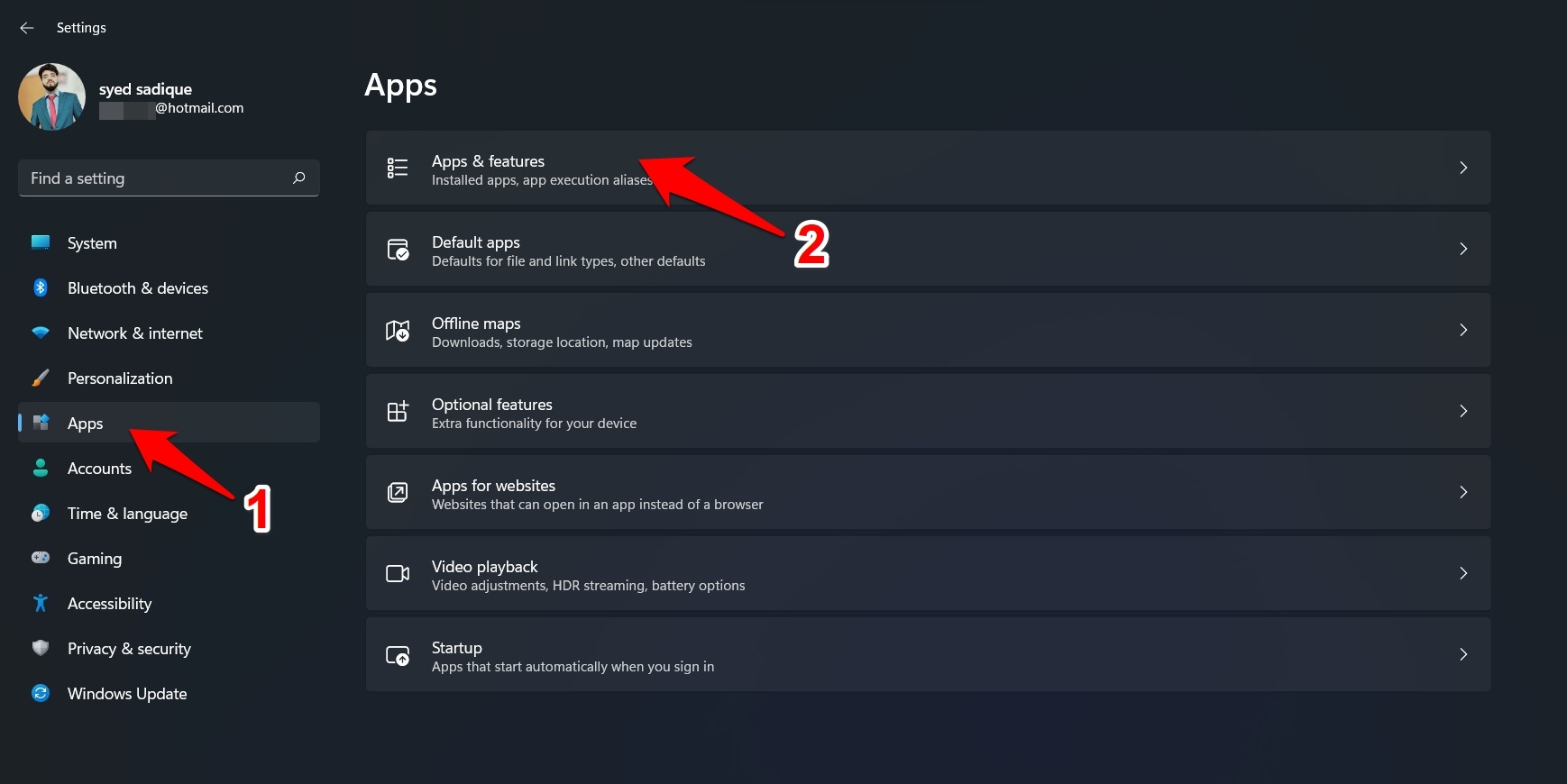 aplicativos e recursos windows 11