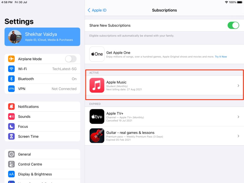 Apple Musicのサブスクリプションをキャンセル