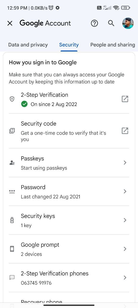 Opzione Google Passkey