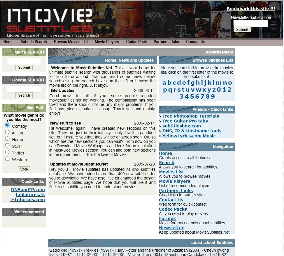 Moviesubtitles.net - 최고의 Subscene 대안