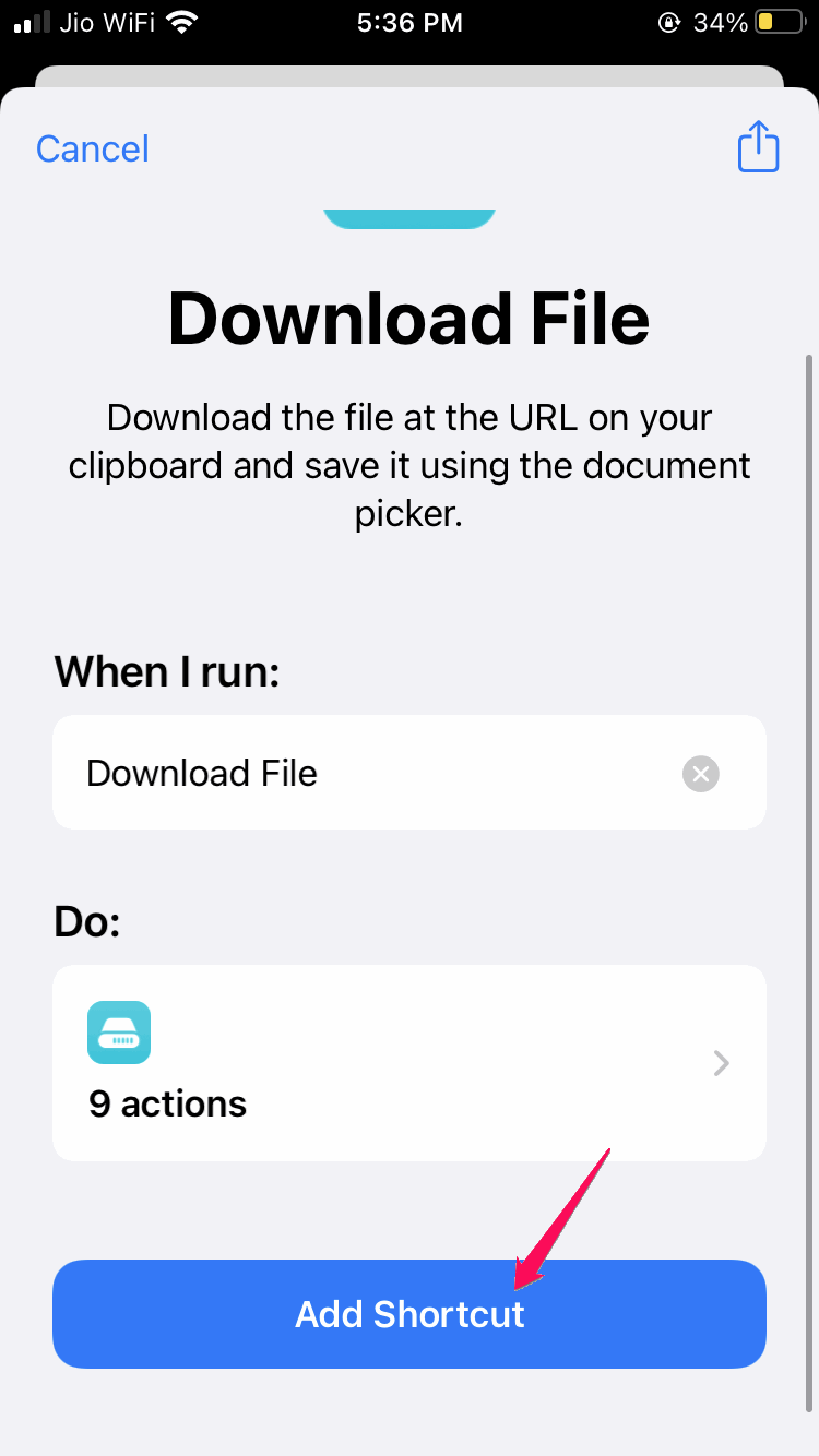 Download über Siri-Shortcut