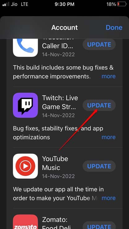 aggiorna Twitch iOS