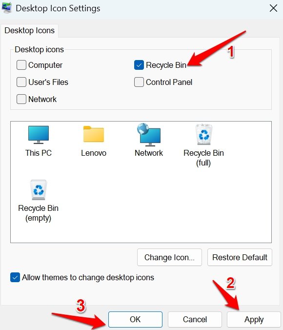 Papierkorb auf dem Windows-Desktop aktivieren