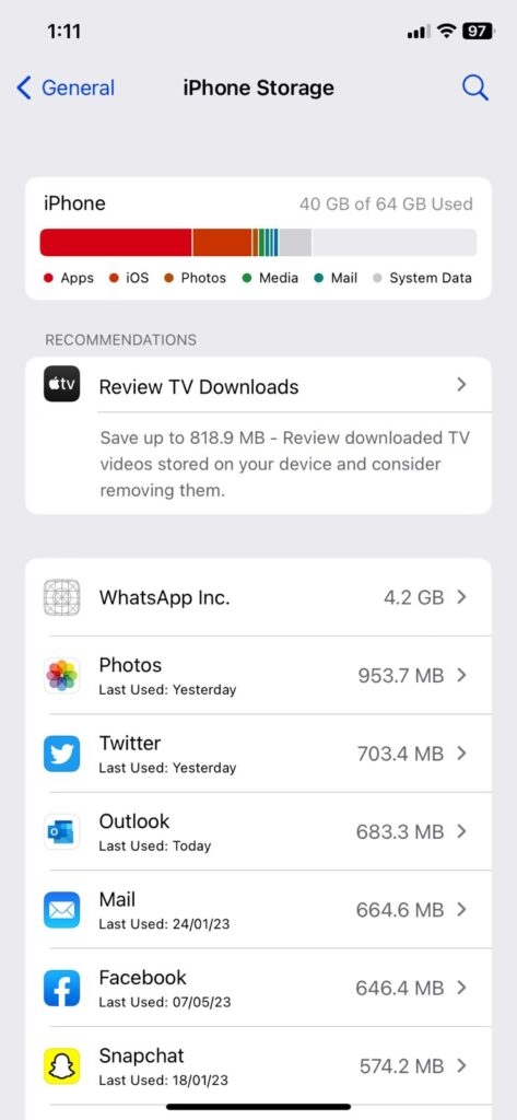 Configuraciones de Almacenamiento de iPhone - Arreglar si iCloud Fotos No Sincroniza