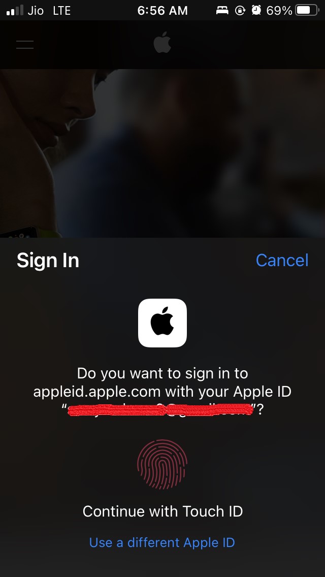 Mit Touch ID anmelden.