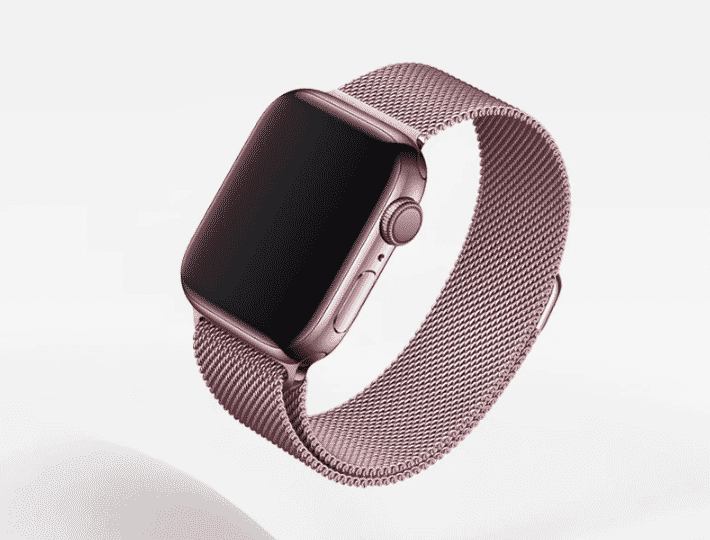 Esta é a Pulseira Milanesa para Apple Watch Series 5 de 44mm e 40mm.