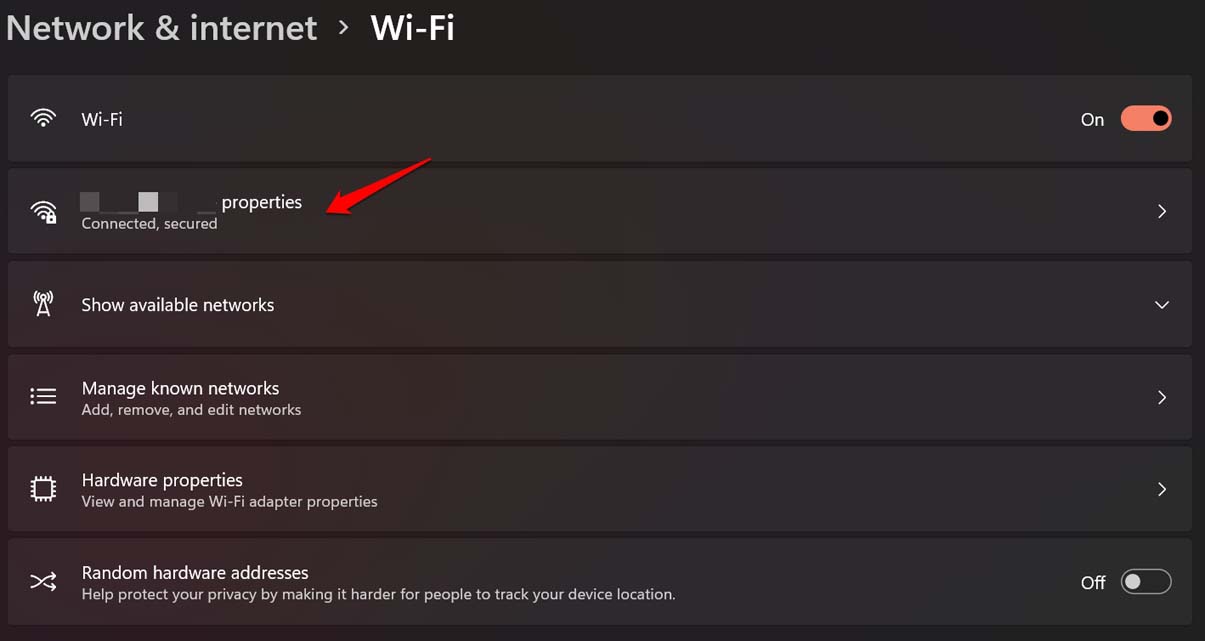 abrir propiedades de Wifi