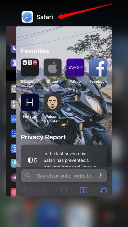 chiudi forzatamente l'app Safari