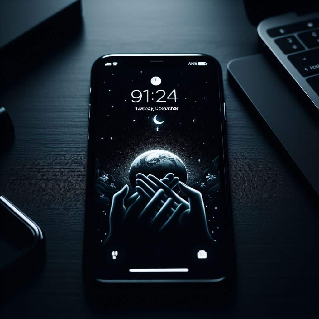 黒い壁紙のスタンバイモードiPhone