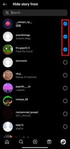Ocultar historia de Instagram
