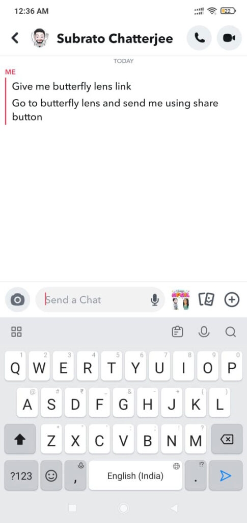 Usar el enlace de la lente de Snapchat - Desbloquear la Lente de Mariposas en Snapchat