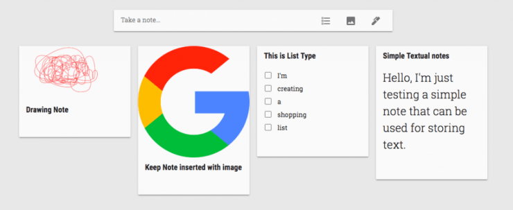 Google Keepノートの種類