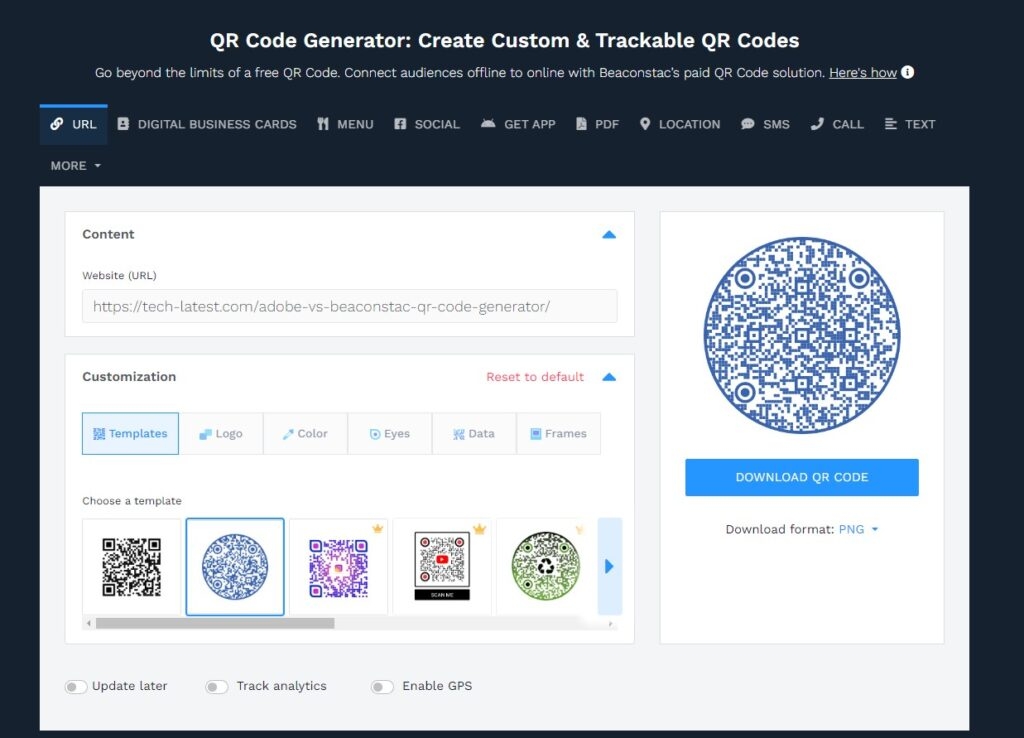 Generador de Códigos QR de Beaconstac - Adobe vs. Beaconstac