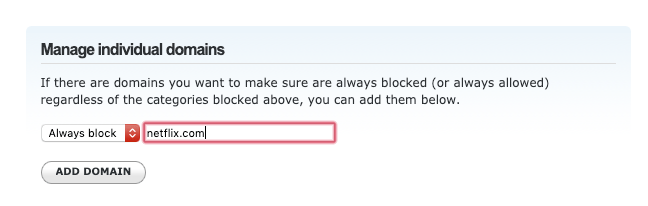 Blocca sempre netflix.com sul router