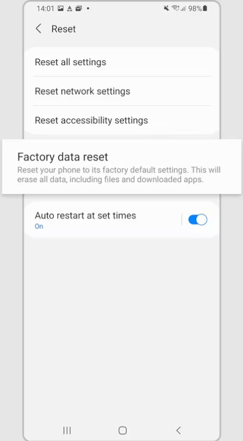 Ripristina il telefono alle impostazioni di fabbrica - Cos'è l'elaborazione delle richieste di Apphub e come risolverlo?