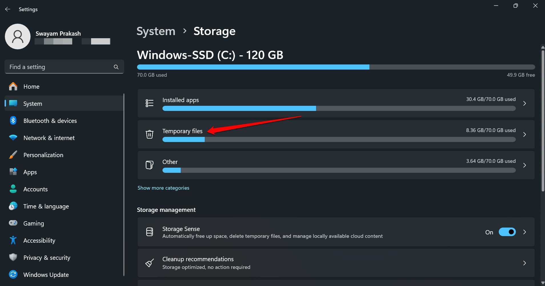 Windows 11 임시 파일