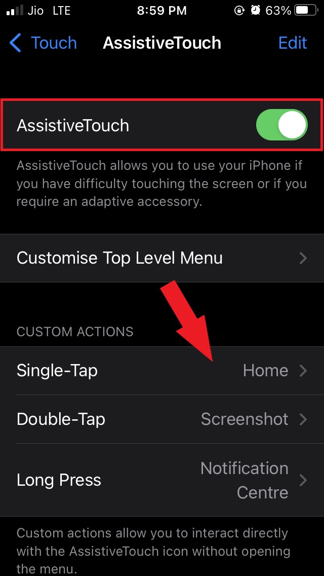 Assistive Touch aktiviert