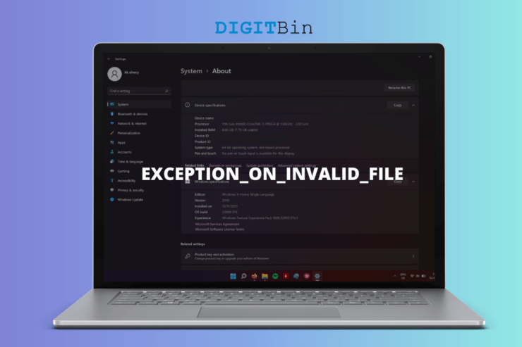 EXCEPTION ON INVALID FILE エラー in Windows 11