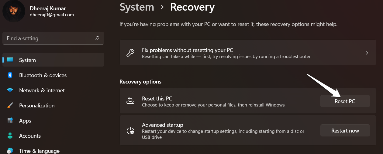Reset PC