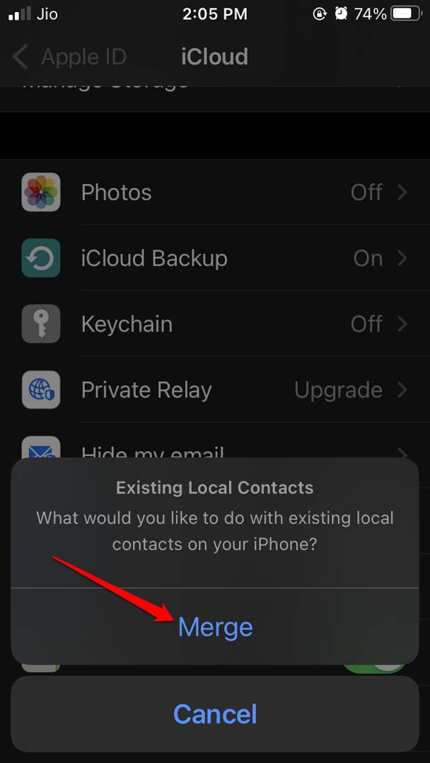 fusionner les contacts iPhone