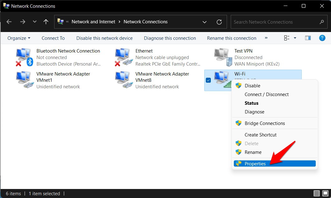 propiedades de wifi windows 11