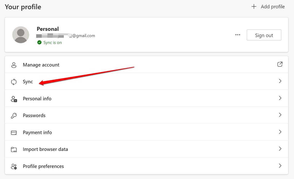 Synchronisierungseinstellungen Edge-Browser