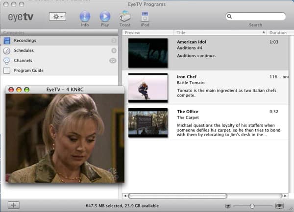 리뷰: Elgato Systems EyeTV 2 디지털 TV 녹화 소프트웨어