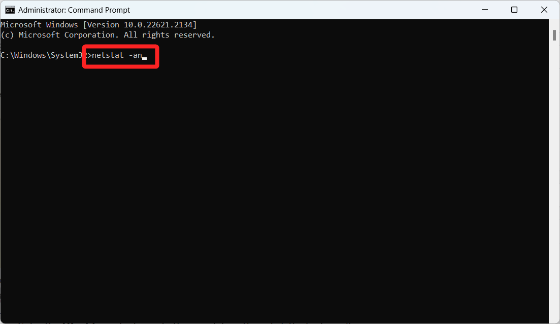 Exécuter la commande netstat