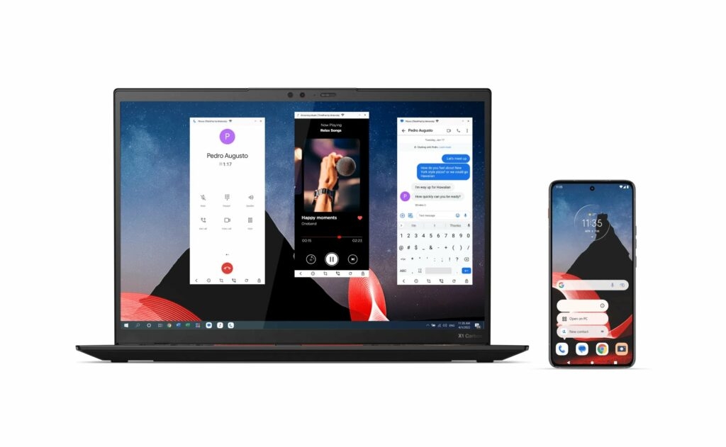 모토로라 ThinkPad가 레노버 ThinkPad에 연결됨