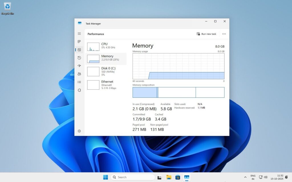 Tiny11 25H2 Systemnutzung