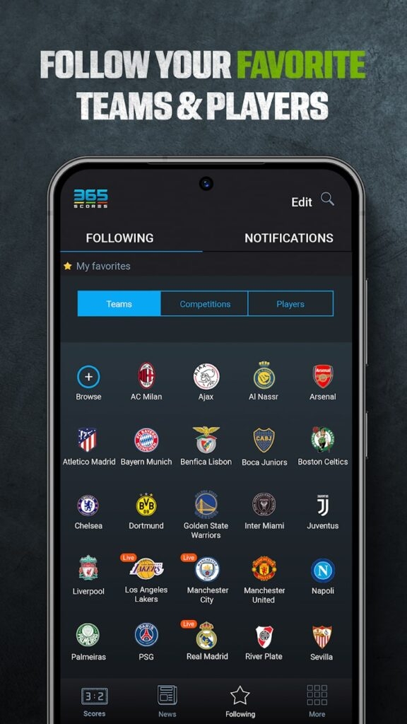 365Scores - Mejores Apps para Ver Deportes en Vivo Gratis