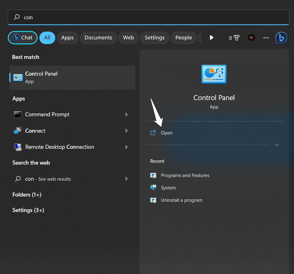 panneau de configuration 