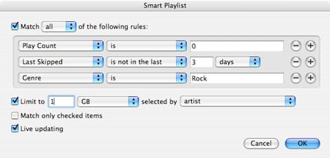 Gestionando el contenido de tu iPod con listas de reproducción inteligentes