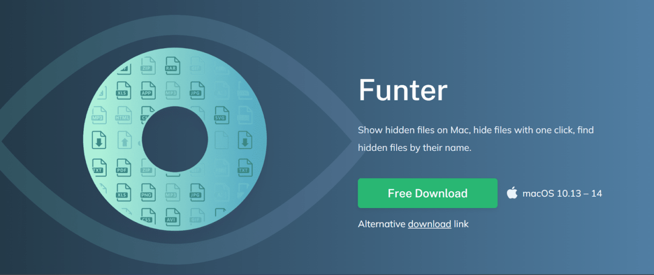 隠しファイルを表示するためのFunter