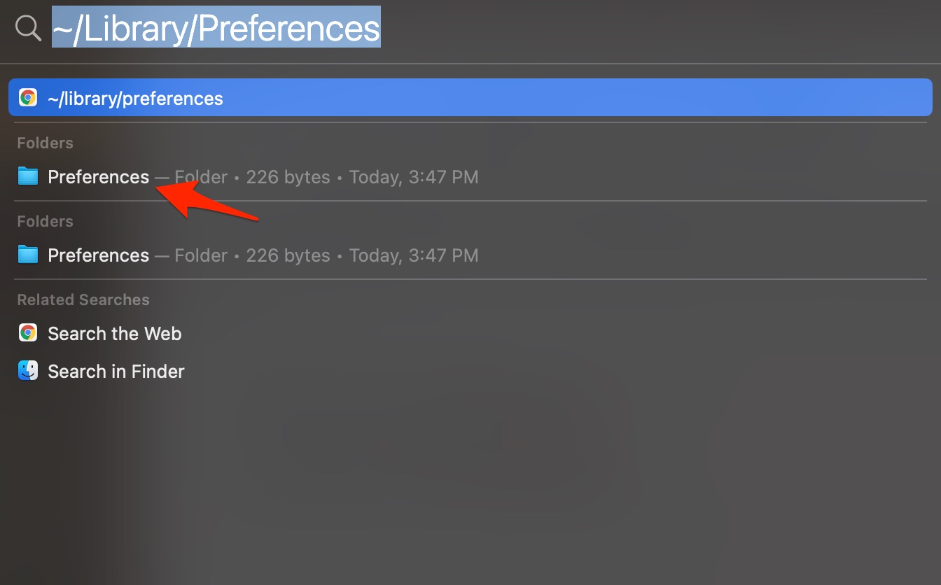 ingresar ~/Library/Preferences