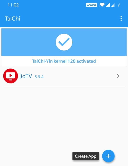Screenshot der eingeschränkten App mit Tai-Chi