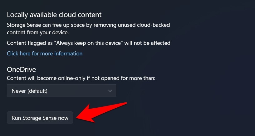 esegui manualmente storage sense in windows 11