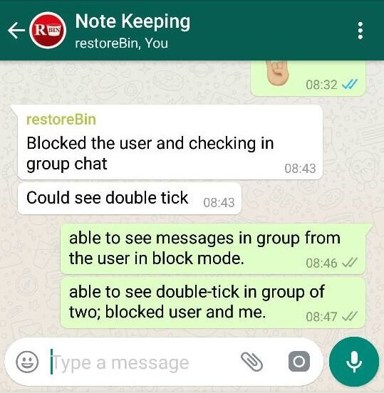 Mensajería a contacto bloqueado en chat grupal