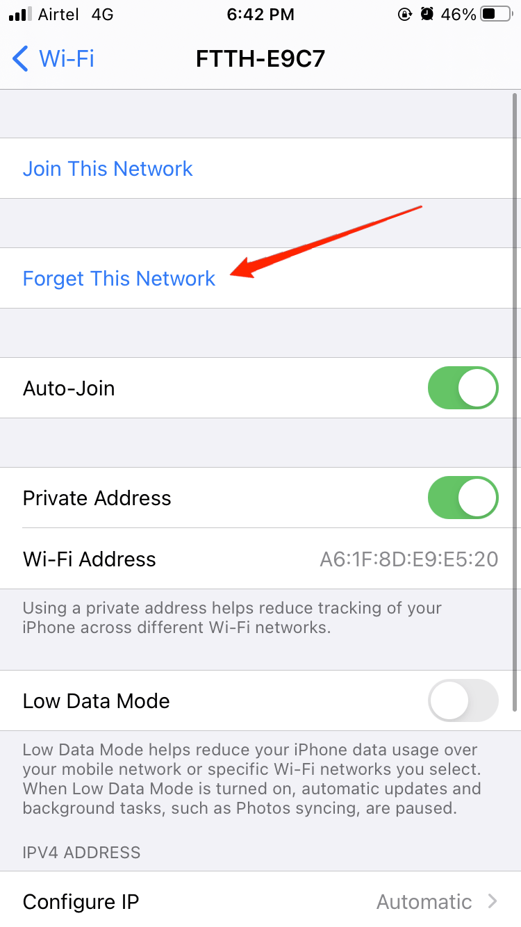 réglages wifi iphone