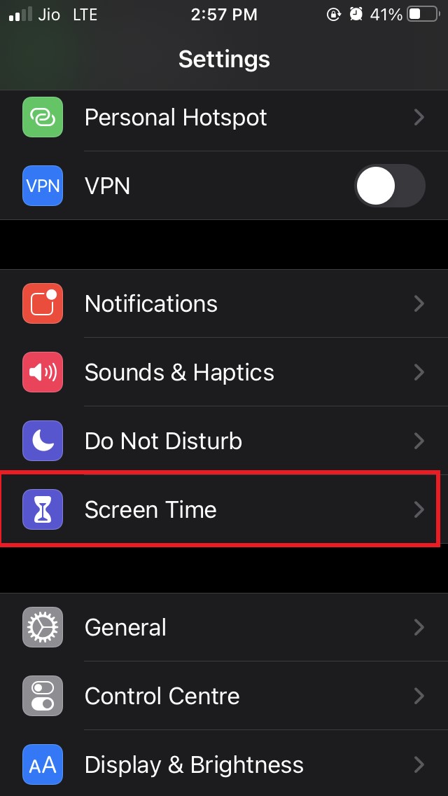 ouvrir le temps d'écran de l'iPhone