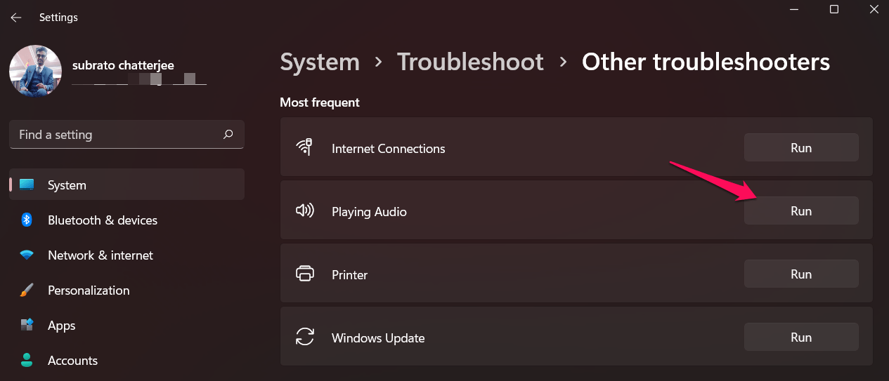 Windowsトラブルシューティングを使用する