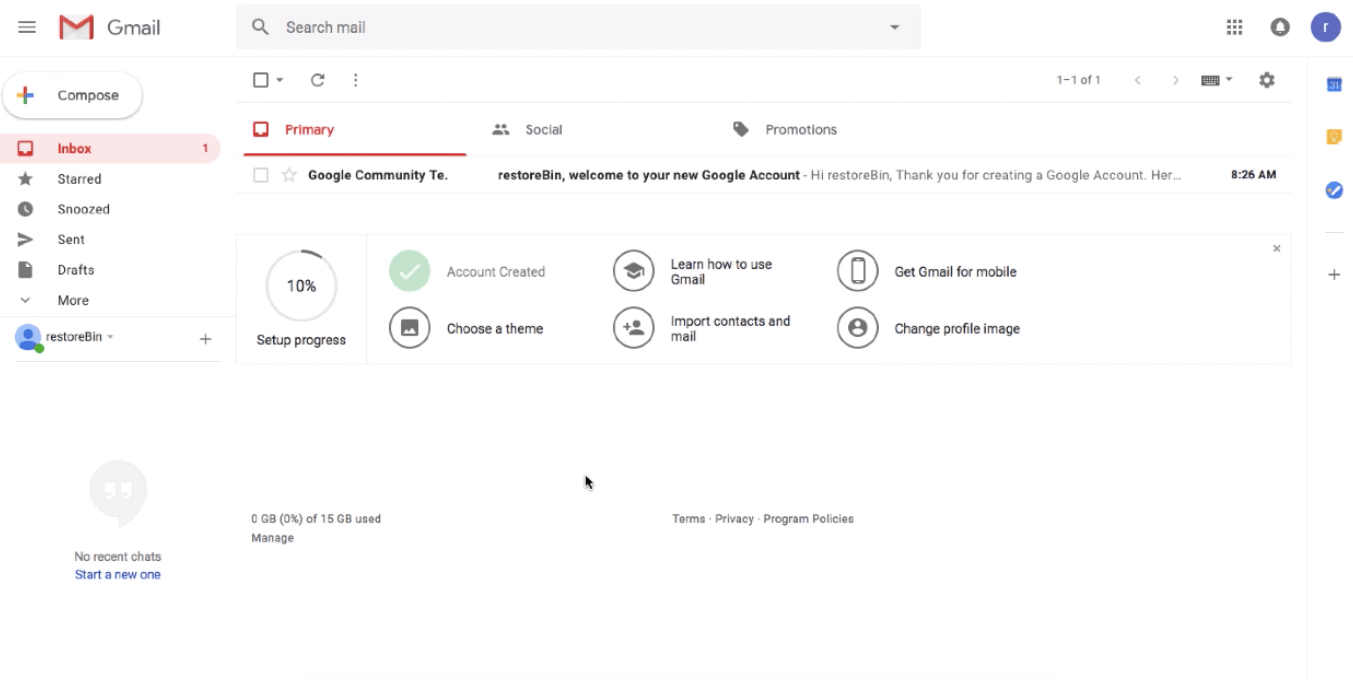 Boîte de réception Gmail UI Material Design fraîche